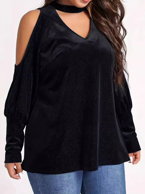 Flavia Christmas New Year Holiday New Style Sequined V-Neck Loose Long-Sleeved Top