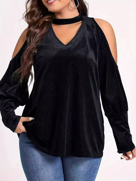 Flavia Christmas New Year Holiday New Style Sequined V-Neck Loose Long-Sleeved Top