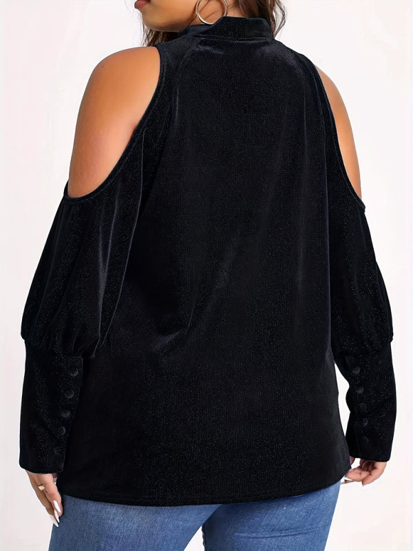Flavia Christmas New Year Holiday New Style Sequined V-Neck Loose Long-Sleeved Top