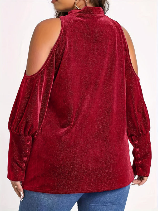 Flavia Christmas New Year Holiday New Style Sequined V-Neck Loose Long-Sleeved Top