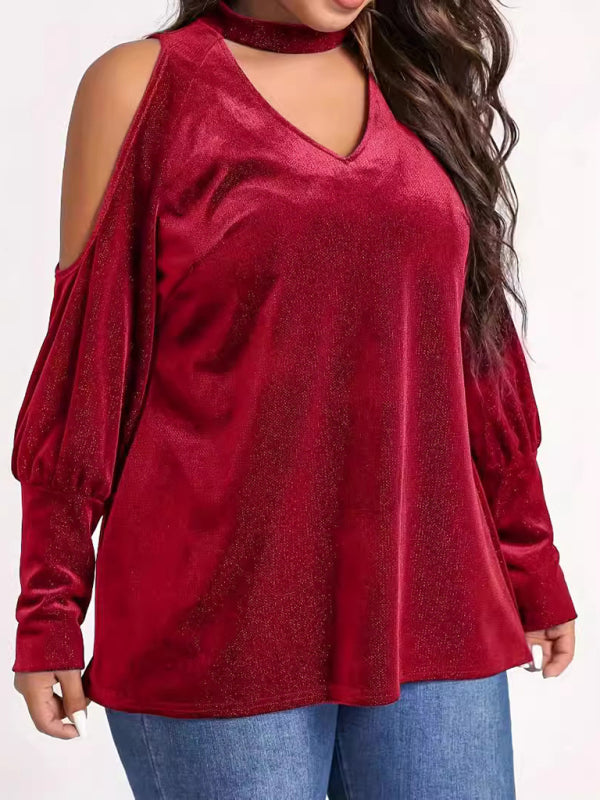Flavia Christmas New Year Holiday New Style Sequined V-Neck Loose Long-Sleeved Top