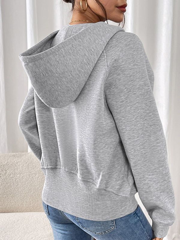 Joan Long-sleeved Casual Hoodie Autumn And Winter New Style Plus Velvet Thickened Solid Color Pullover Sweater Top