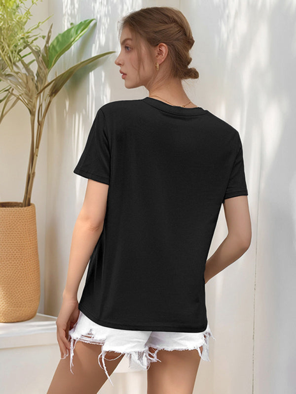 Cute Dog Cartoon Print T-Shirt | Loose Round Neck Graphic Tee for Women