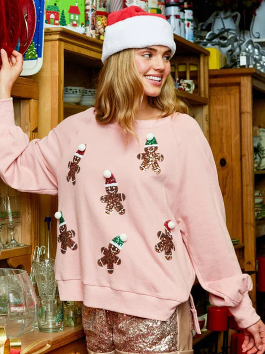 Anya Women’s Holiday Gingerbread Sequin Sweatshirt