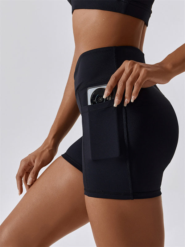 Kairi Women's Naked Hip Pocket Crossover Waist Leggings Sports Shorts