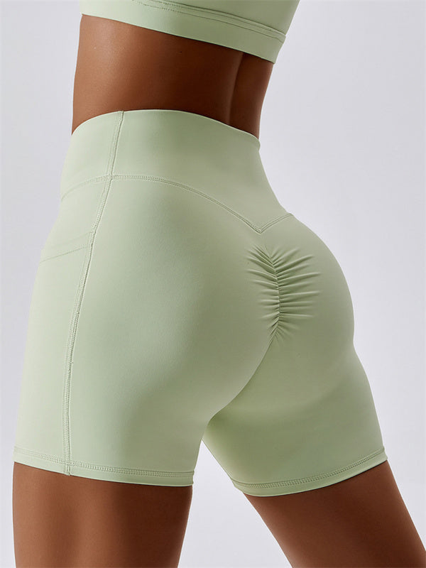 Kairi Women's Naked Hip Pocket Crossover Waist Leggings Sports Shorts