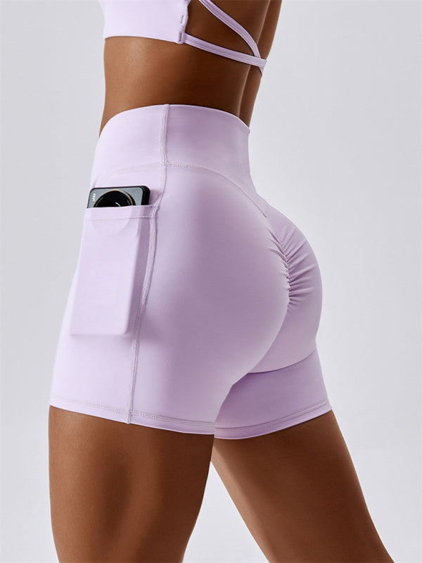 Kairi Women's Naked Hip Pocket Crossover Waist Leggings Sports Shorts