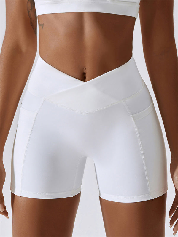 Kairi Women's Naked Hip Pocket Crossover Waist Leggings Sports Shorts