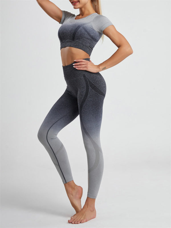 Giuliana Women's Gradient Hang Dye Seamless Yoga Two-Piece Suit