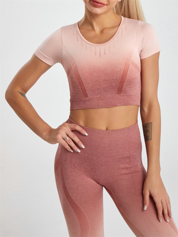 Giuliana Women's Gradient Hang Dye Seamless Yoga Two-Piece Suit