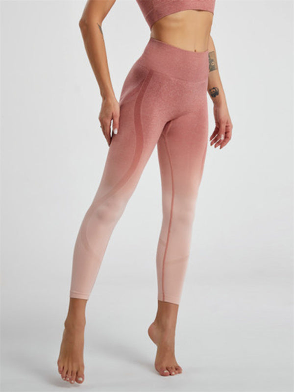 Giuliana Women's Gradient Hang Dye Seamless Yoga Two-Piece Suit