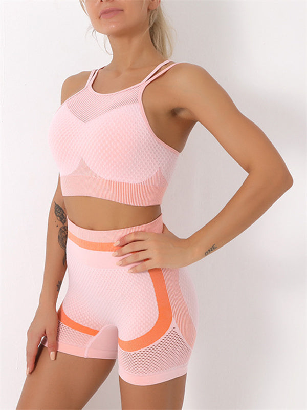 Greta Women's Quick-Drying Tight Seamless Backless Camisole + Shorts Yoga Suit