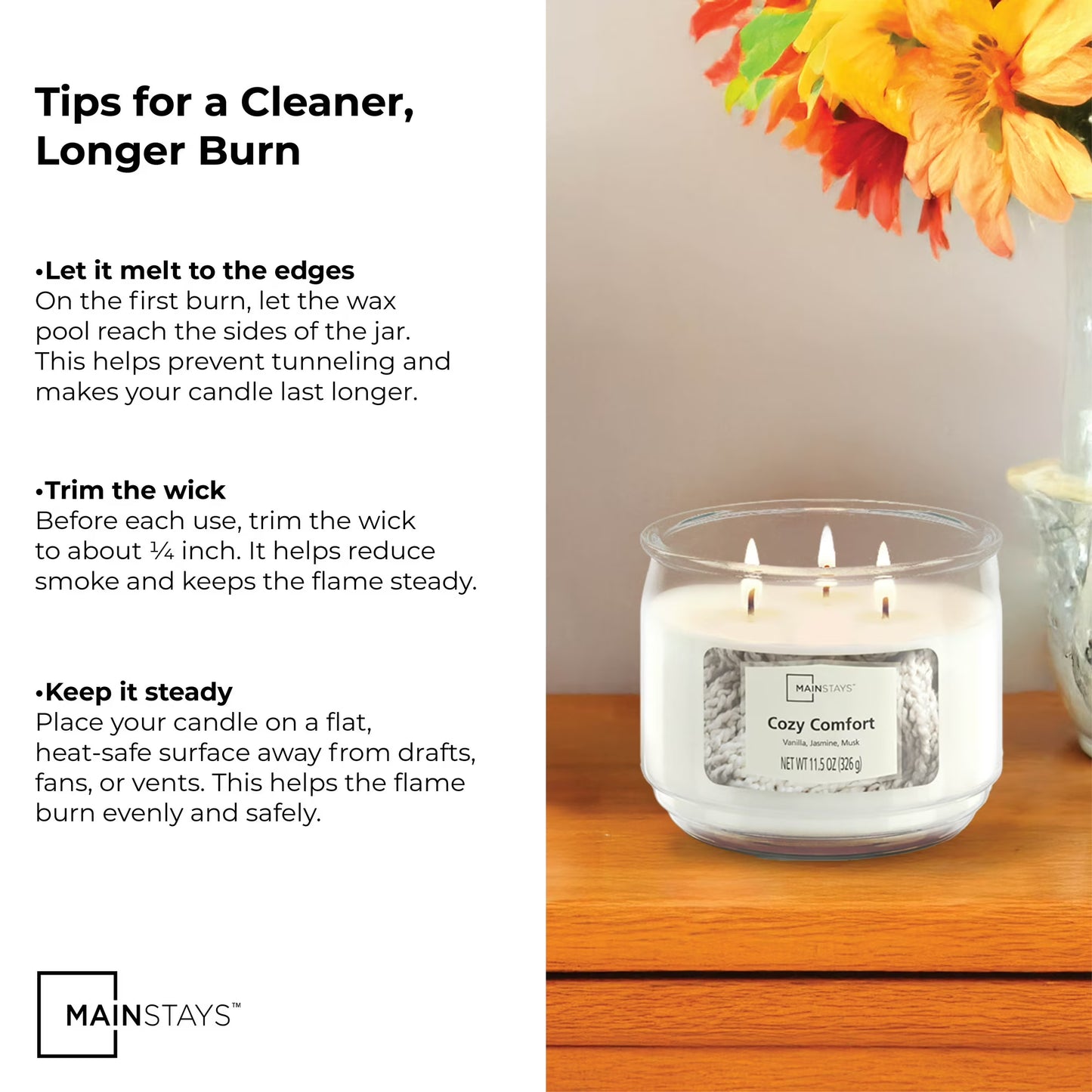 (4 Pack)  3-Wick Scented Glass Jar Candle, Cozy Comfort, 11.5Oz.