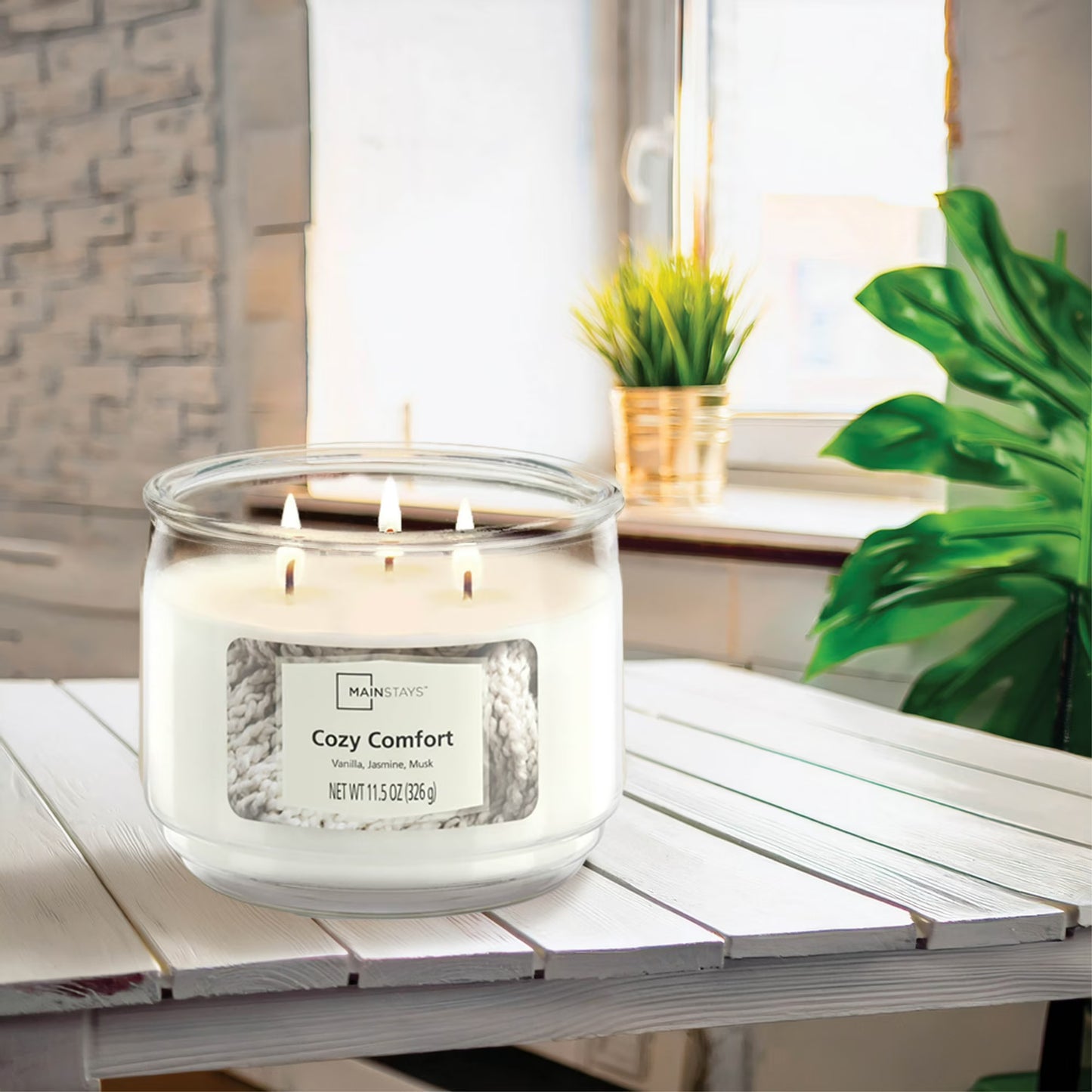 (4 Pack)  3-Wick Scented Glass Jar Candle, Cozy Comfort, 11.5Oz.